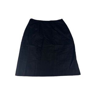 Amanda Smith Wool Acetate Pencil Skirt Women's 8 Black Knee Length Zip Side Slit